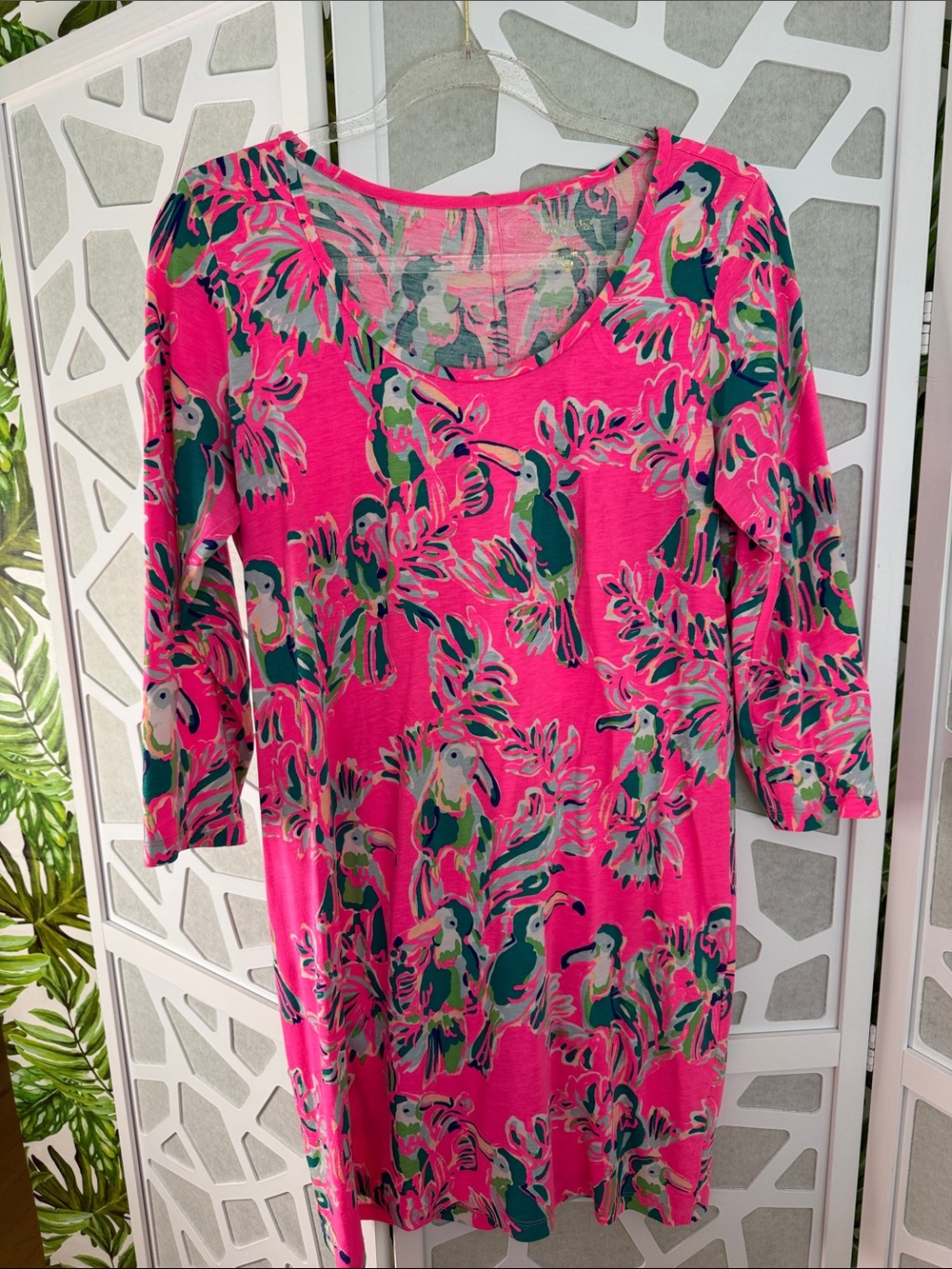 Lilly Pulitzer Pink and Aqua Tropical Print Top
